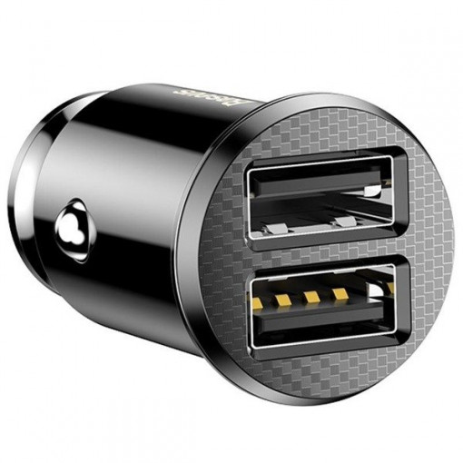 Incarcator auto BASEUS Grain 2x USB 5V 3.1A pentru socket bricheta (negru) CCALL-ML01