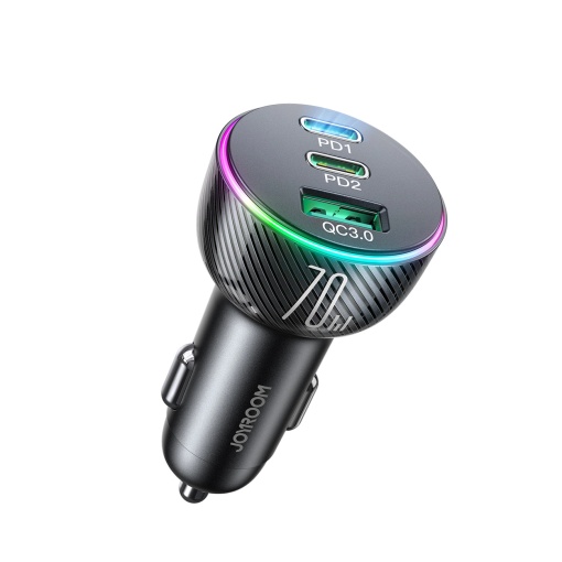 Incarcator Auto Rapid Joyroom JR-CL26 1x USB + 2x USB-C 70W (Negru)