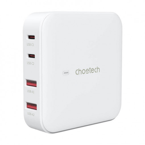 Incarcator Rapid De Birou Choetech PD8008 100W GaN 2x USB-A / 2x USB-C (alb)