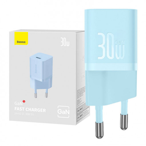 Mini incarcator de perete Baseus GaN5 30W USB-C (albastru) CCGN070603