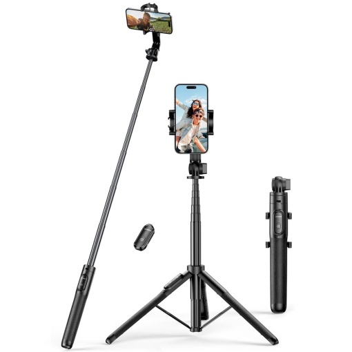Selfie Stick Trepied Telescopic + Telecomanda Bluetooth UGREEN LP586 1.5m (Negru)