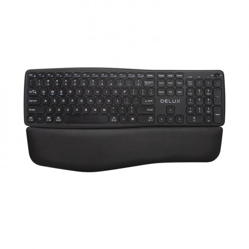 Tastatura ergonomica wireless Delux GM908CV BT+2.4G (neagra)