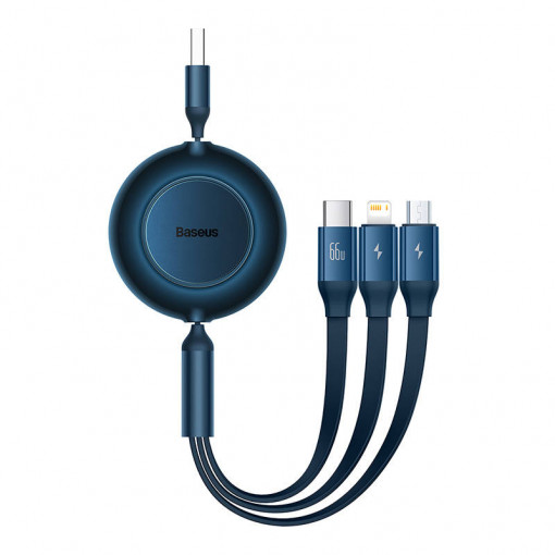 Cablu de date rapid USB BASEUS Bright Mirror 3 3in1 USB-C / Lightning / Micro 66W / 2A 1.1m - Albastru CAMJ010103