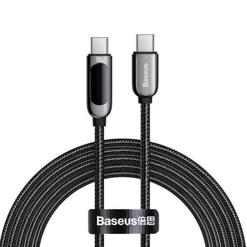 Cablu de date rapid USB-C la USB-C Baseus Display, 100 W, 2m (negru) CATSK-C01