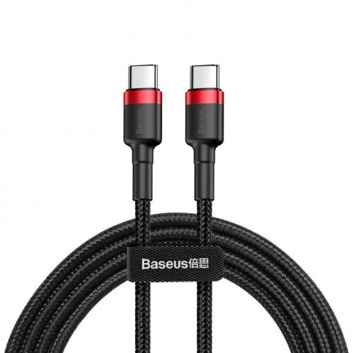 Cablu de date rapid USB-C PD Baseus Cafule PD 2.0 QC 3.0 60W 1m (negru/rosu)