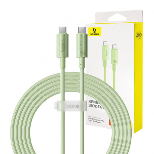 Cablu de incarcare rapida Baseus USB-C la USB-C Habitat Series 2m 100W (verde) P10360202631-01