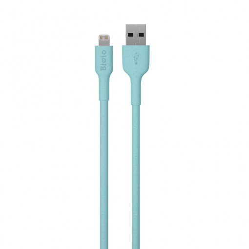 Cablu incarcare USB - Lightning Bioio 1.0 m 2.4A albastru
