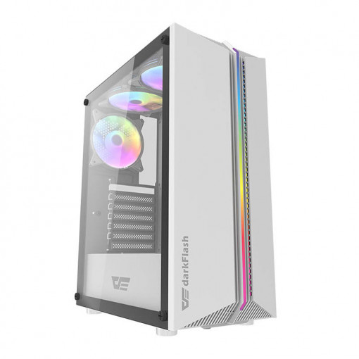 Carcasa computer Darkflash DK151 LED cu 3 ventilatoare (alb)
