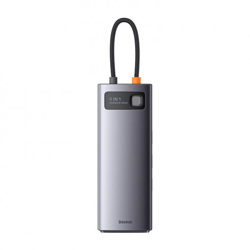 Hub 9in1 Baseus Metal Gleam Series, USB-C la 2x USB 3.0 + 2x HDMI + USB 2.0 + USB-C PD + Ethernet RJ45 + microSD/SD WKWG060013