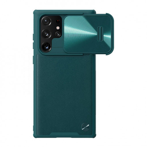 Husa Nillkin CamShield din piele pentru Samsung Galaxy S22 Ultra (verde exuberant)