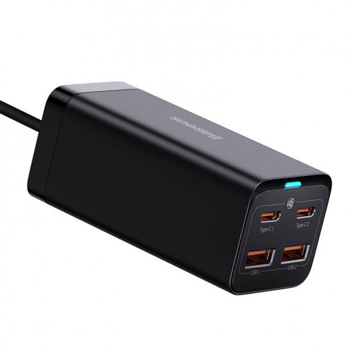 Incarcator de perete rapid Baseus GaN3 Pro 2xUSB-C + 2xUSB, 100W (negru) CCGP000101