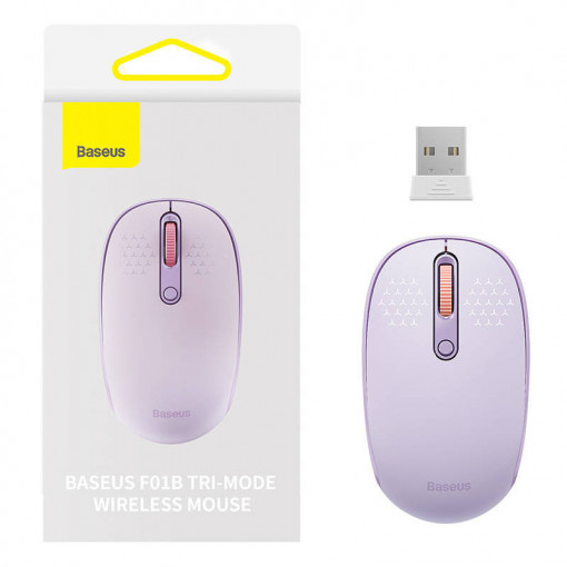 Mouse wireless Baseus F01B Tri-mode 2.4G BT 5.0 1600 DPI (violet) B01055503513-00