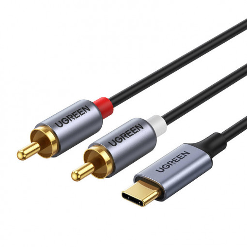 Cablu audio UGREEN CM451 USB-C la 2x RCA (Cinch) 1.5 m (negru) 20193