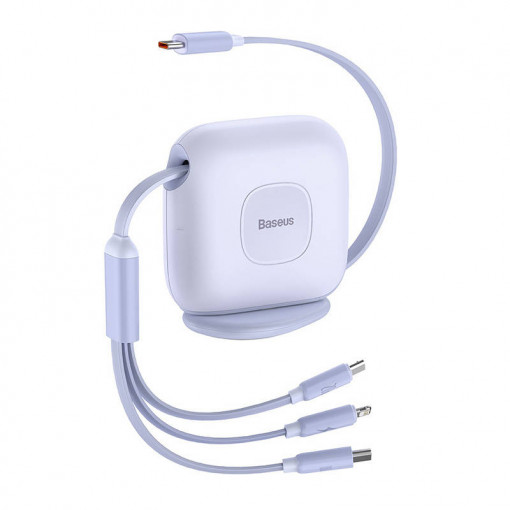 Cablu de date rapid USB-C 3-în-1 Baseus Traction USB-C / Lightning / Micro 100W 1.7 m (violet) CAQY000005