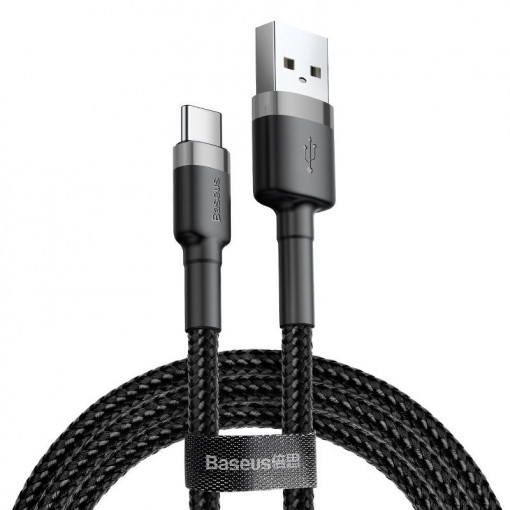 Cablu de date USB-C BASEUS 3A 0.5m (gri+negru) CATKLF-AG1
