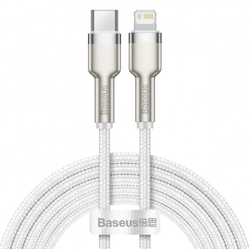 Cablu de date USB-C la Lightning Baseus Cafule, PD, 20W, 2m (alb) CATLJK-B02