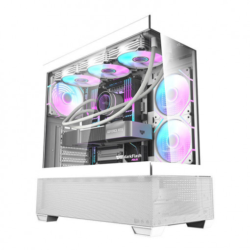 Carcasa computer Darkflash DS900 AIR (alba) + 6 ventilatoare ARGB