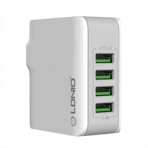 Incarcator de perete LDNIO 4403, 4xUSB, 22W (alb)