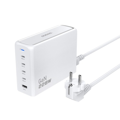 Incarcator Telefon Rapid Dudao A228EU GaN 1x USB-A 4x USB-C PD 228W - alb