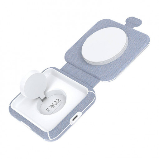 Incarcator Wireless 2-in-1 Choetech T323, MagSafe si MFI 15W (gri)