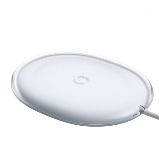 Incarcator wireless inductie BASEUS Jelly 15W pentru smartphone si casti (alb) WXGD-02