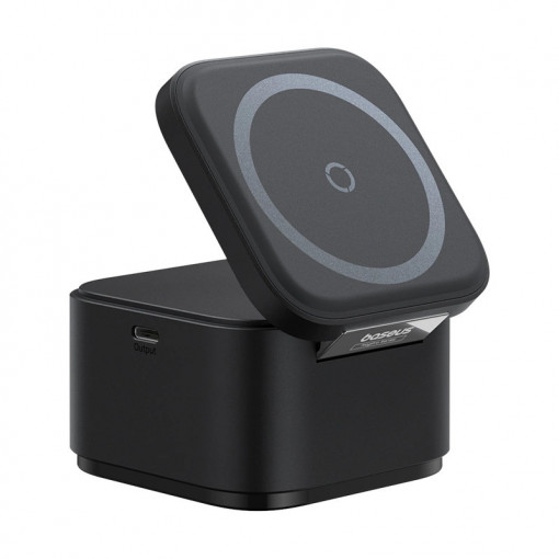 Incarcator Wireless Magnetic 2in1 Baseus BS-W531 MagSafe / Qi USB-C 20W - negru P10264100121-00