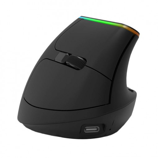 Mouse vertical wireless Delux M618DB BT4.0 + 2,4 Ghz 4000 DPI RGB