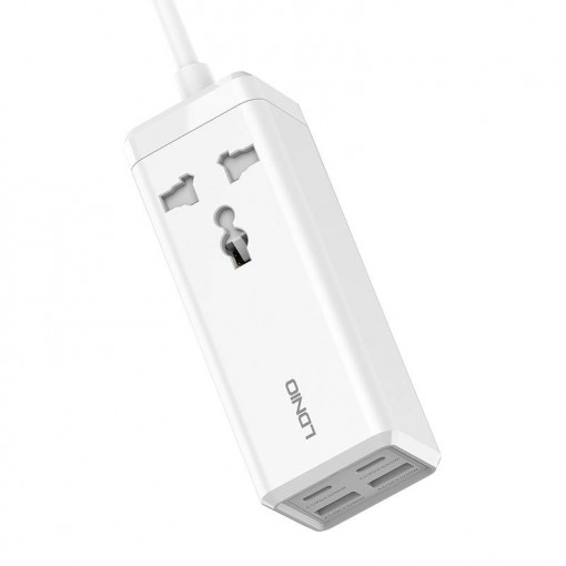 Prelungitor electric multiplu cu 1 priza AC, 2x USB, 2x USB-C LDNIO SC1418, 2500W (alb)