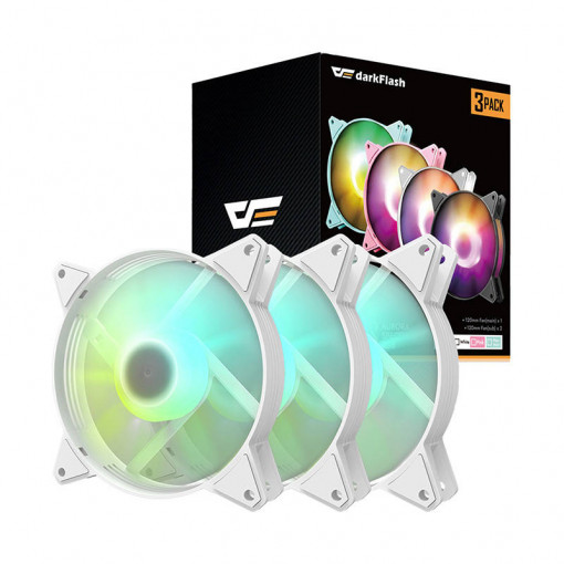 Set de ventilatoare pentru computer Darkflash C6 ARGB 3in1 120x120 (alb)