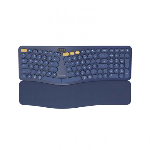 Tastatura ergonomica wireless Delux GM903CV BT+2.4G (albastru)