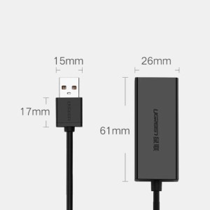 Adaptor Retea Ethernet USB la RJ45 UGREEN CR110 (negru)