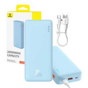 Baterie Externa Powerbank Baseus AirPow 20000mAh 20W USB, USB-C si Micro USB (Albastru)