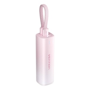 Baterie Externa Powerbank Vention 5000mAh, 20W Cablu USB-C la Lightning (Roz)