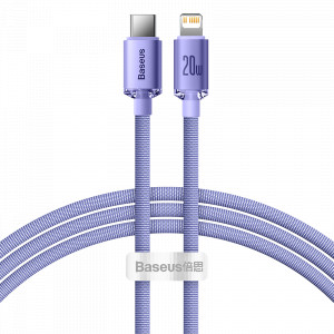 Cablu Incarcare Rapida Baseus Crystal Shine USB-C la Lightning, 20W, PD, 1.2 m (violet) CAJY000205