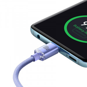 Cablu Incarcare rapid BASEUS Crystal Shine USB-C la USB-C 100W 480Mbps 2m (Mov) CAJY000705