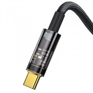 Cablu de date rapid Baseus Explorer, USB la USB-C, 100 W, 2 m (negru) CATS000301 - Img 3