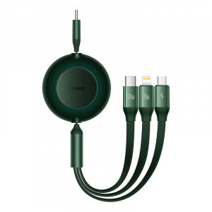 Cablu de date rapid USB-C BASEUS Bright Mirror 4 3in1 USB-C / Lightning / Micro 100W / 3.5A 1.1m - Verde CAMJ010206 - Img 1