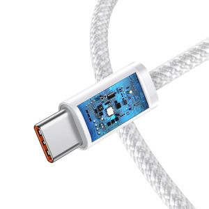 Cablu de date rapid USB-C la USB-C Baseus Dynamic, 100W, 1 m (alb) CALD000202 - Img 6