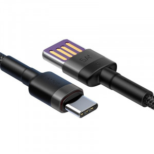 Cablu de date USB-C Baseus Cafule Huawei SuperCharge, QC 3.0, 5A 1m (negru+gri) CATKLF-PG1 - Img 3