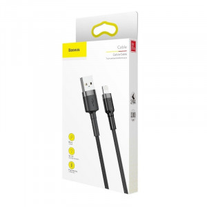 Cablu Incarcare Rapida USB la Lightning Baseus Cafule 2.4A 0.5m (gri+negru) 