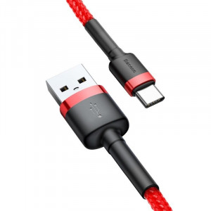 Cablu Incarcare Rapid USB la USB-C Baseus Cafele 3A 1m (Rosu) CATKLF-B09