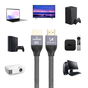 Cablu HDMI la HDMI 2.1 Wozinsky 8K 60 Hz 48 Gbps / 4K 120 Hz / 2K 144 Hz 5 m Argintiu (WHDMI-50)