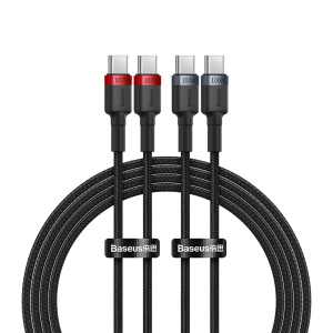 Cablu Incarcare Rapida USB-C la USB-C Baseus Cafule 100W 2buc (Rosu/Negru + Negru/Gri) 2buc