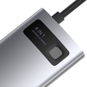 Hub 4in1 Seria Baseus Metal Gleam, USB-C la USB 3.0 + USB 2.0 + HDMI + USB-C PD (CAHUB-CY0G)