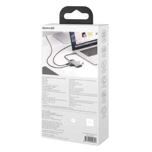 Hub 4in1 Seria Baseus Metal Gleam, USB-C la USB 3.0 + USB 2.0 + HDMI + USB-C PD (CAHUB-CY0G)