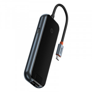 Hub 5in1 seria Baseus AcmeJoy USB-C la 2xUSB 3.0 + USB 2.0 + USB-C PD + RJ45 (gri inchis) WKJZ010113 - Img 4