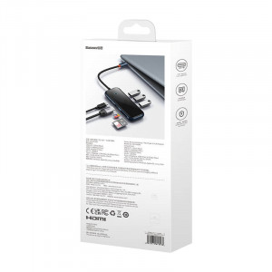Hub 7in1 Baseus AcmeJoy Series USB-C la 2xUSB 3.0 + HDMI + USB 2.0 + USB-C PD + SD/TF (gri inchis) WKJZ010413 - Img 5
