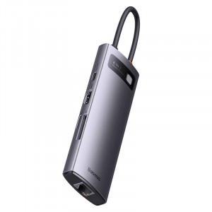 Hub 8in1 Baseus StarJoy Series, USB-C la 3x USB 3.1 + HDMI + USB-C PD + RJ45 + microSD/SD (gri) WKWG080213 - Img 3