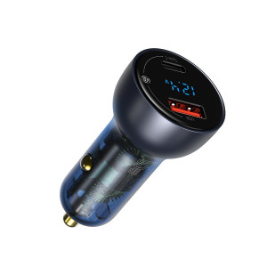 Incarcator Auto Rapid 65W Baseus Dual Display Digital Particular QC+PPS Gri CCKX-C0G