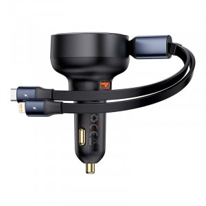 Incarcator Auto Rapid Baseus Enjoyment USB cu cablu USB-C si Lightning 60W